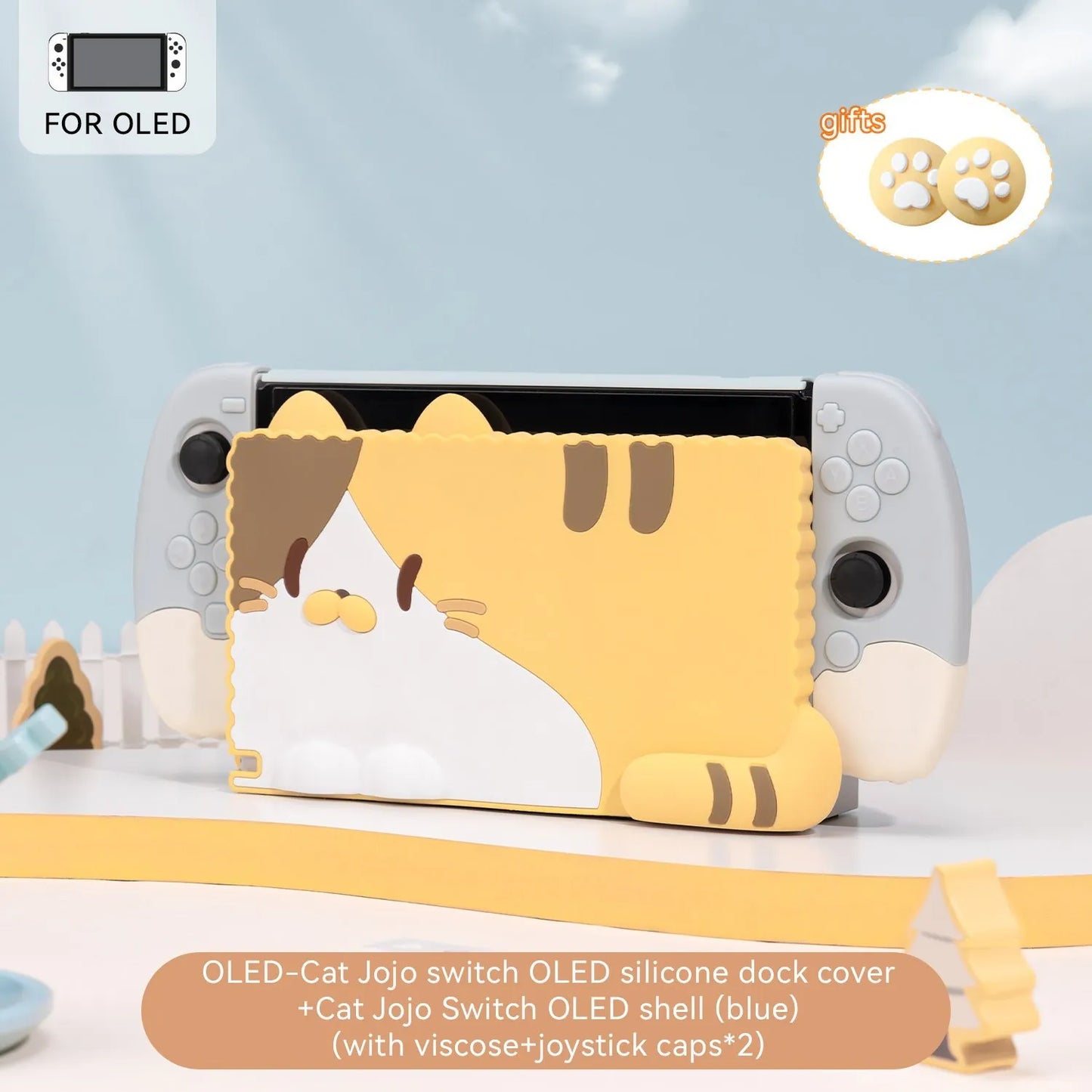 GeekShare Charging Dock Case for Nintendo Switch OLED Kawaii 3D Cat Jojo Silicone Soft Dock Shell NS Game Accessories