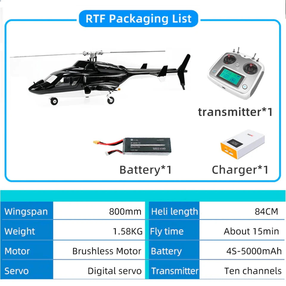 Flywing Airwolf 450 Size Helicopter GPS RTF Airwolf V2 Scale RC helicopter 6CH with H1 Flight Controller Auto-aerobatic Flight