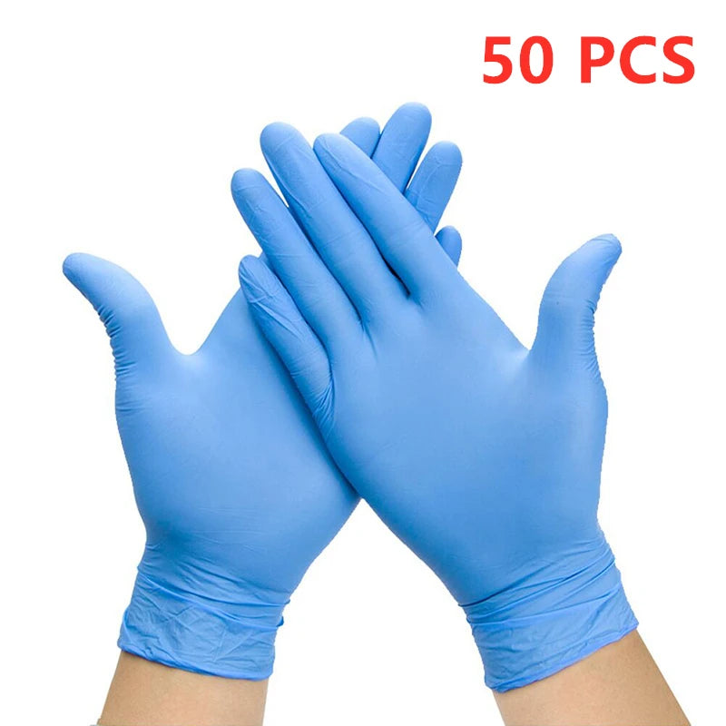 50/100PCS Disposable Nitrile Latex Rubber Gloves Dishwashing/Kitchen/Work//Garden/Household Cleaning Gloves Black/Blue Gloves