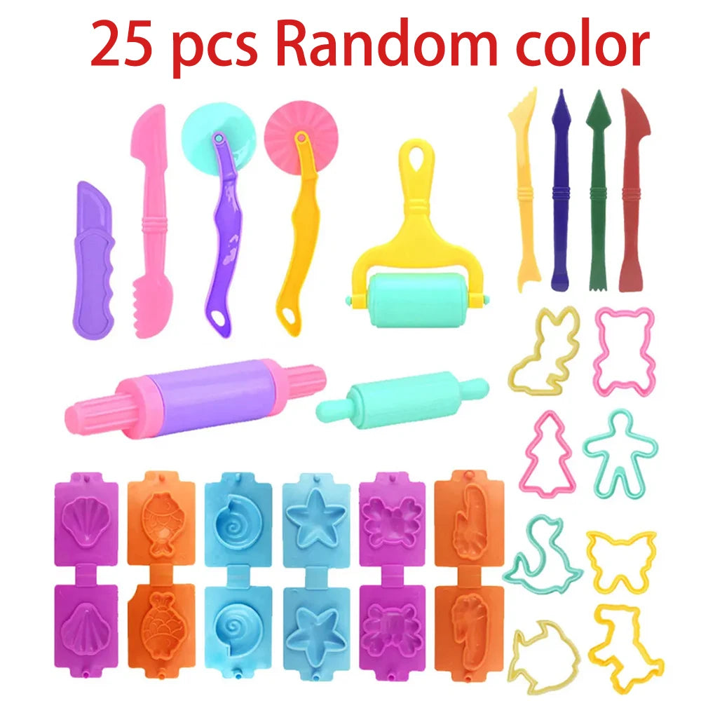 Children Dough Tool Set 3D Plastic Mold And Dough Clay Knife Mold Boys And Girls DIY Toy Cutting Roller And Game Accessories