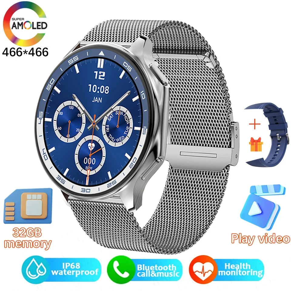 2024 New For OPPO Watch X Smart Watch 4G Memory Music Video Bluetooth Call IP68 Waterproof AMOLED Smartwatch For TWS Earphones 