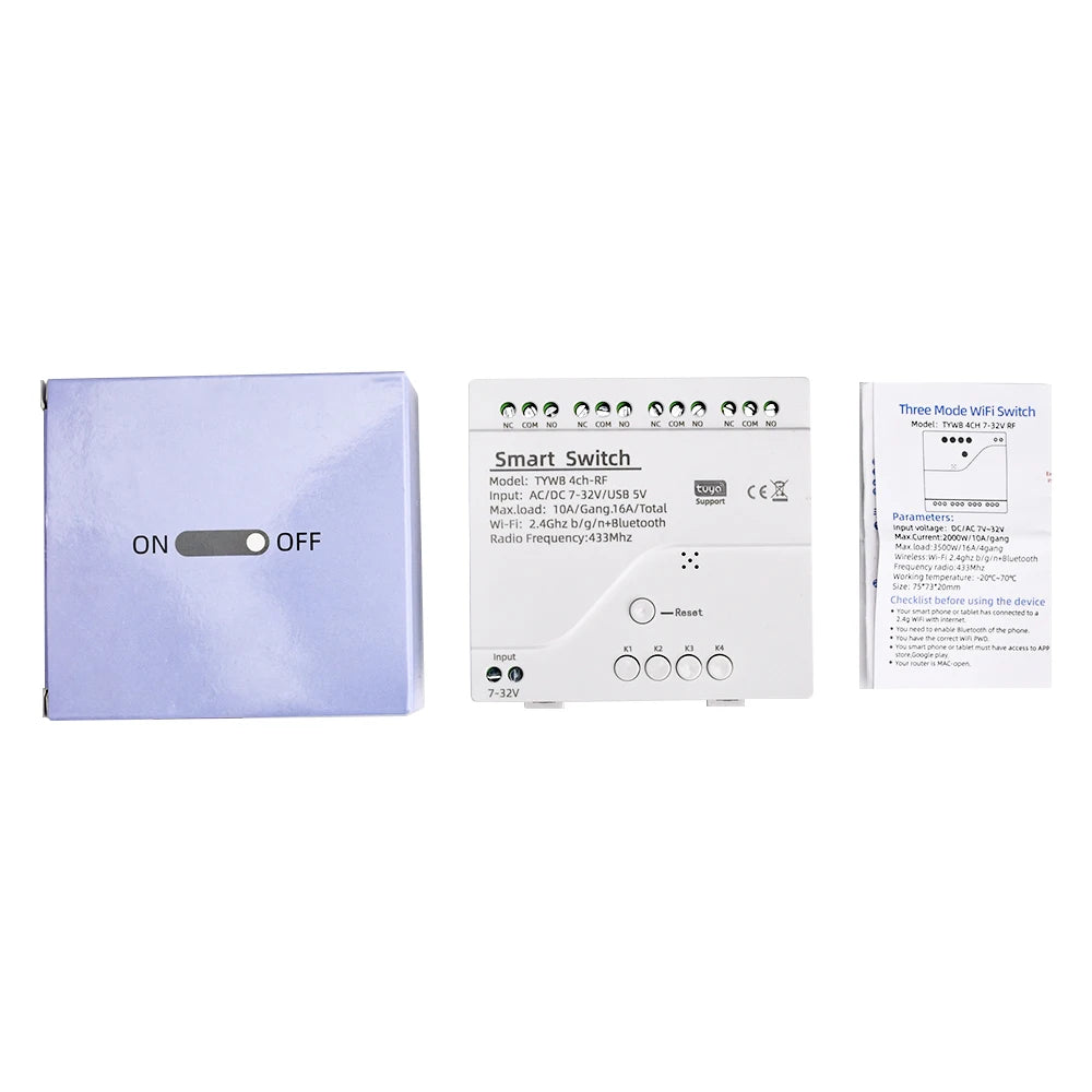 Smart Remote Control Wireless Wifi Switch Module 4CH DC 7-32V AC85-250V RF Receiver 10A wifi Relay For Alexa DIY