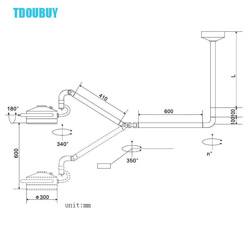 TDOUBUY LED Ceiling Surgical Exam Light Shadowless Lamp Pet Surgery Dental Department 72W Super Brightness  (90V-240V) 800mm