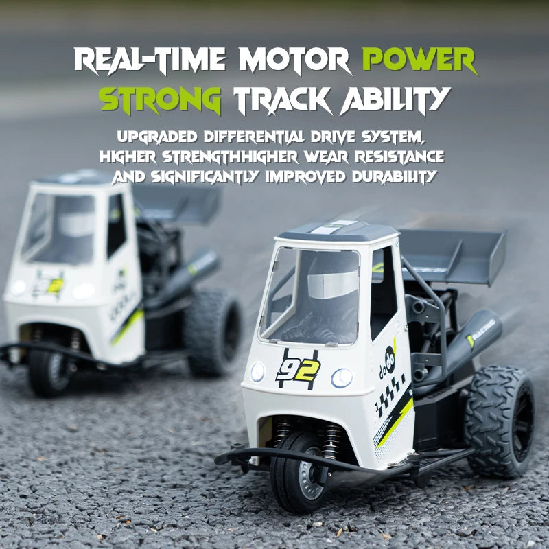S810 1/16 2.4GHz RC Car High Speed RC Drift Motorcycle Three Wheel LED Light Tail Spray 80m Remote Control Racing Car Kid Gift