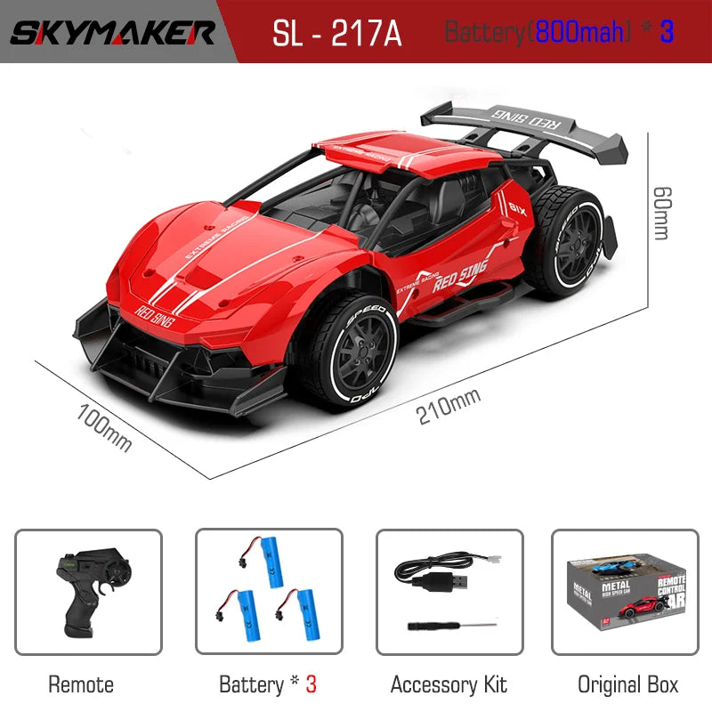 RC Metal Car Toys 1/24 2.4G High Speed Remote Control Mini Scale Model Vehicle Electric Metal RC Car Toys for Boys Children Gift
