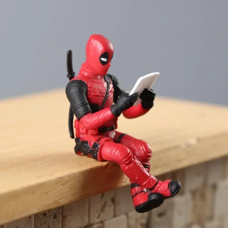 Deadpool Groot Anime Action Figure Sitting Posture Model X-Men Mini Doll Car Decoration Marvel Collection Figurine Toys Gift