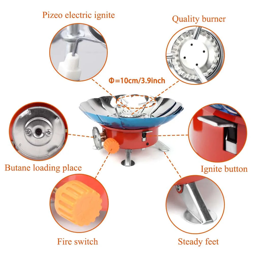 2800W Windproof Portable Outdoor Stove Camping Gas Stove Picnic Burner with Storage Bag For Hiking