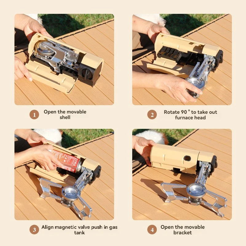 Camping Gas Stove 2670W Portable Folding Cassette Gas Burner Outdoor Picnic Travel Cooking Grill Cooker Heating System