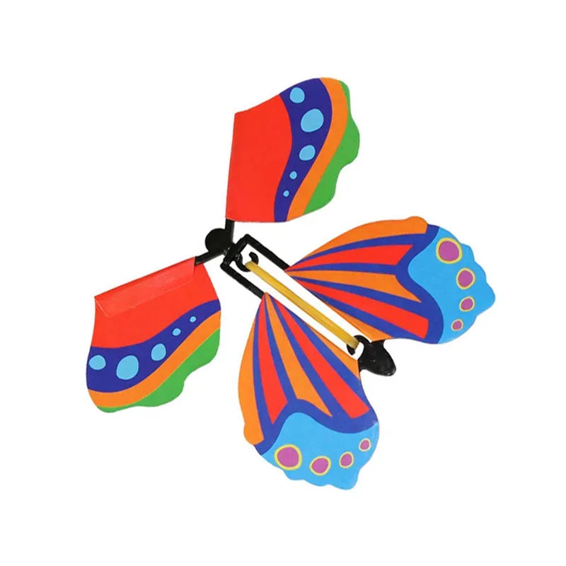 5PCS Magic Flying Butterfly Wind Up Butterfly Fairy Flying Toys Winding Rubber Band Bookmark Party Funny Gift Magic Tricks Tools