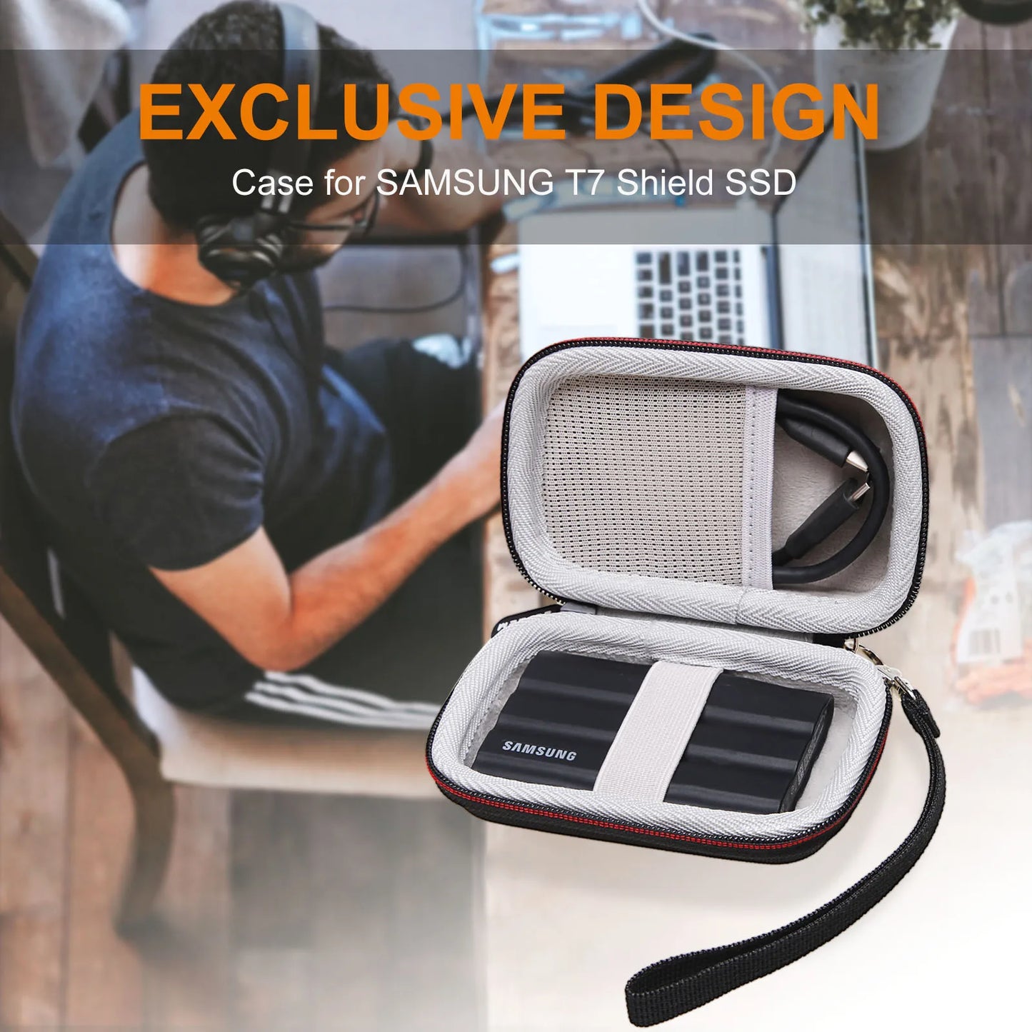 LTGEM EVA Hard Case for Samsung T7 Shield 1TB 2TB Portable SSD External Solid State Drive Protective Travel Carrying Storage Bag