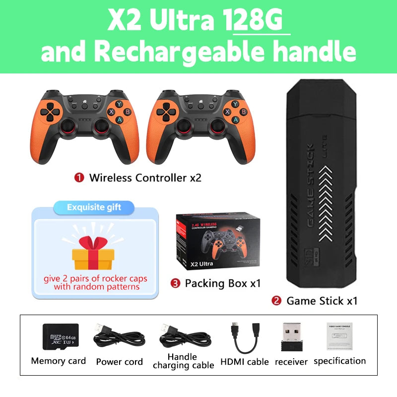 X2 Ultra X2 Plus GD10 Pro 4K Game Stick 3D HD Retro Video Game Console Wireless Controller TV 50 Emulator For PS1/N64/DC Gift
