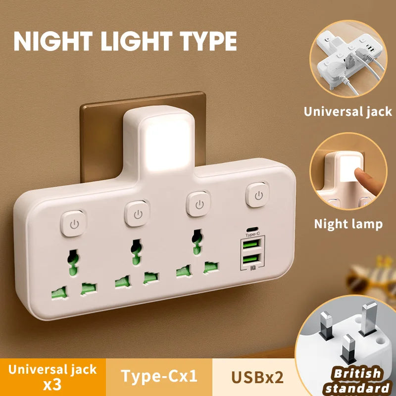 Eu Us Uk Au Plug Ac Outlet Power Strip Multiprise Wall Socket Universal Network Filter with Usb Cherger Separate Switch Adapter