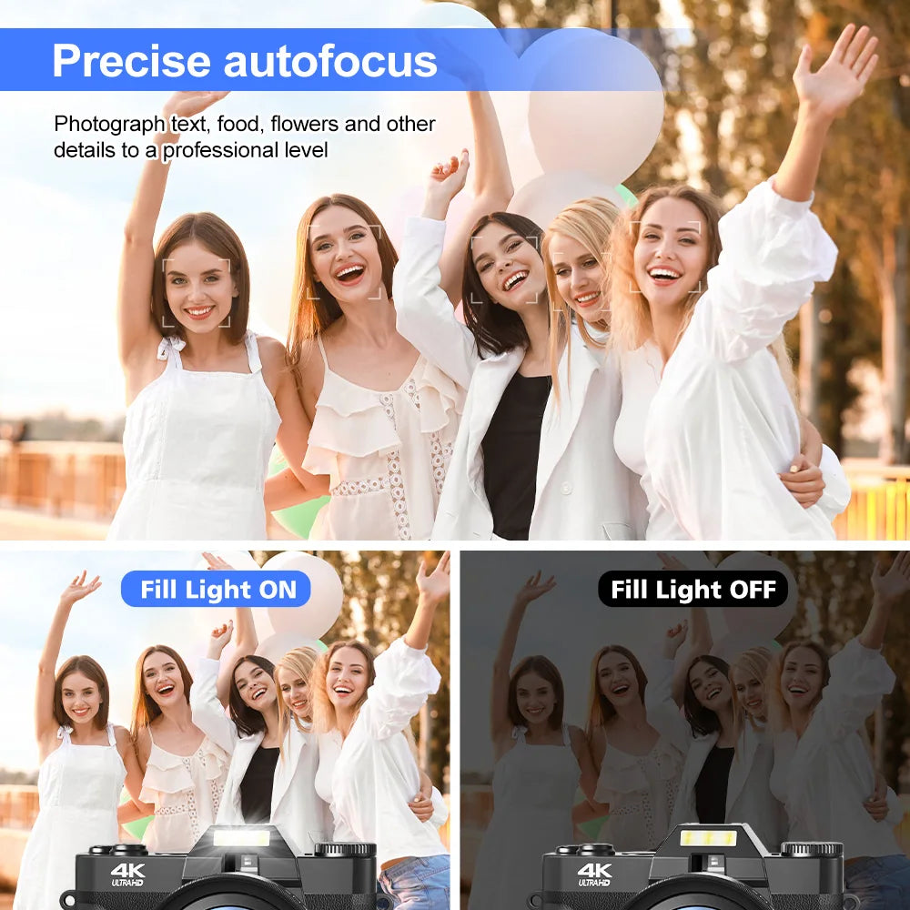 48MP Digital Camera 16X Digital Zoom 4K WIFI Retro Vlog Recorder YouTube 3 "Flip Screen Compact Digital Photography Cameras