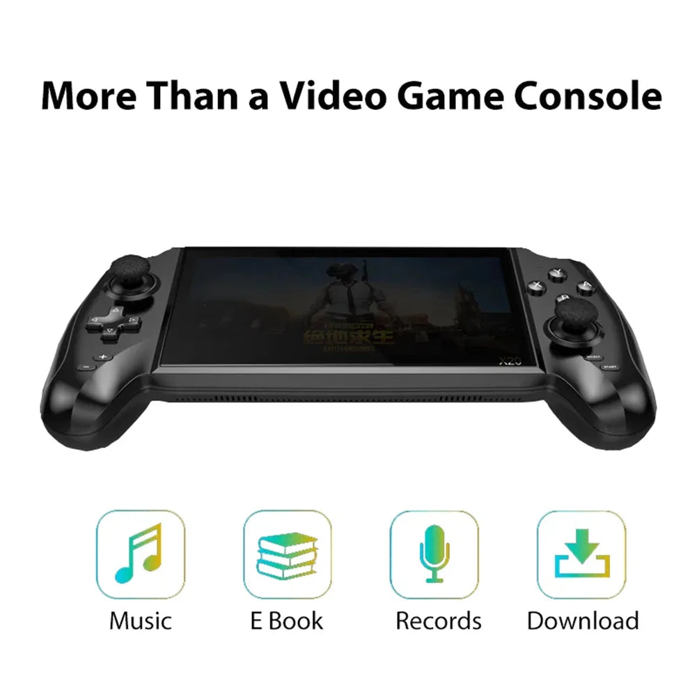 POWKIDDY X20 Handheld Game Console 7”Screen Game Console Rechargeable Video Game Console With 32GB Memory