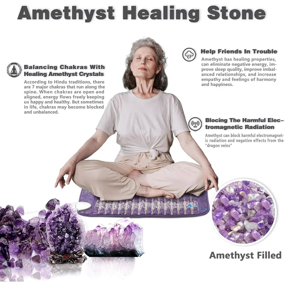Infrared Heating Pad, Amethyst Heating Pad,Heat Chair Pad, Far Infrared Heating Pad for Lower Back, Upper Back,Memory Function