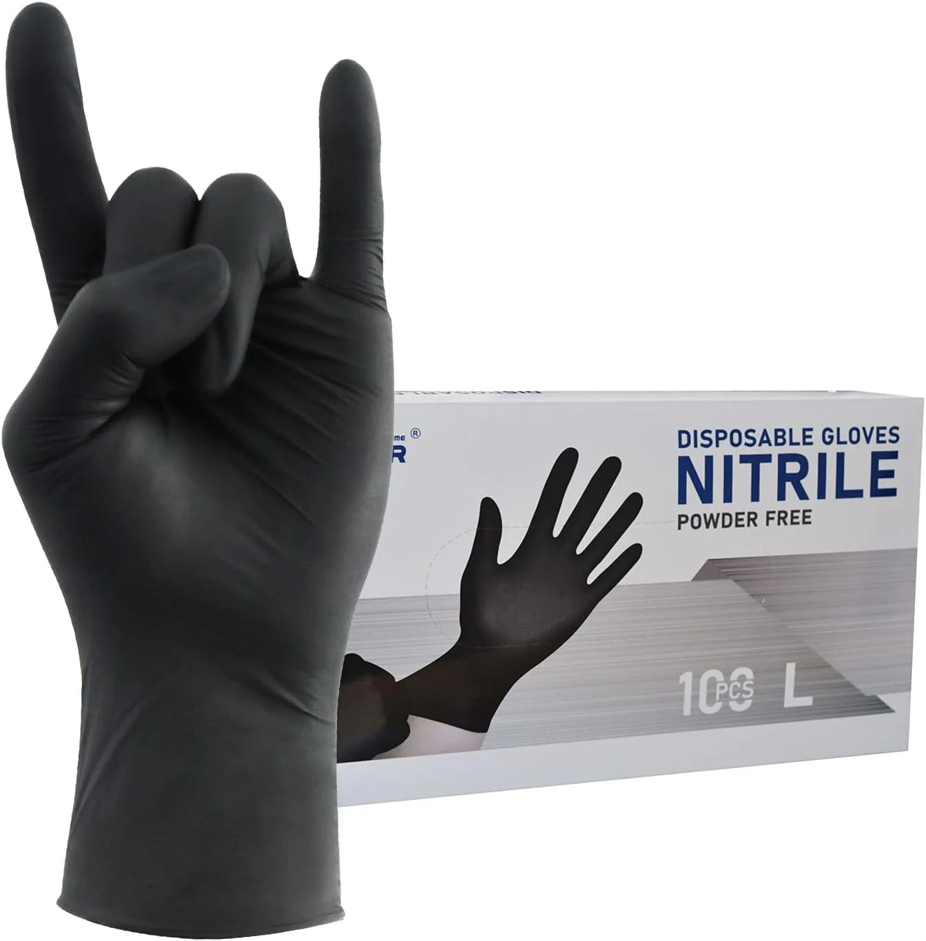 20PCS Black Nitrile Gloves Disposable Elastic Anti-slip Gloves for Household Cleaning Mechanic Work Garden Kitchen Tattoo Gloves