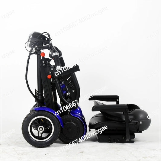 New Style Travel Wheelchair Dual Motor Adult Folding Mobility 4 Wheels Electric Scooters Bike with Seat