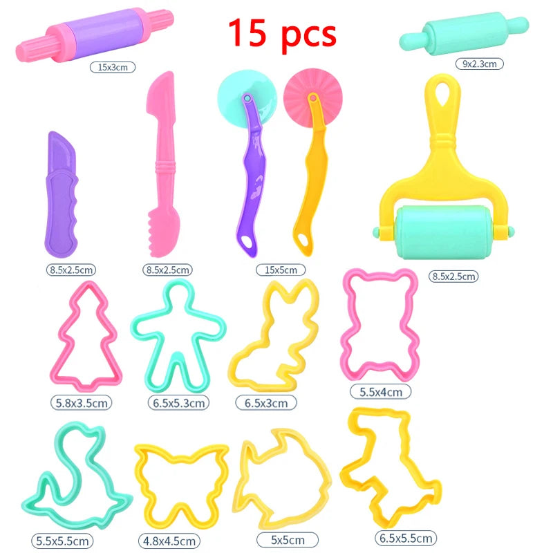 Children Dough Tool Set 3D Plastic Mold And Dough Clay Knife Mold Boys And Girls DIY Toy Cutting Roller And Game Accessories