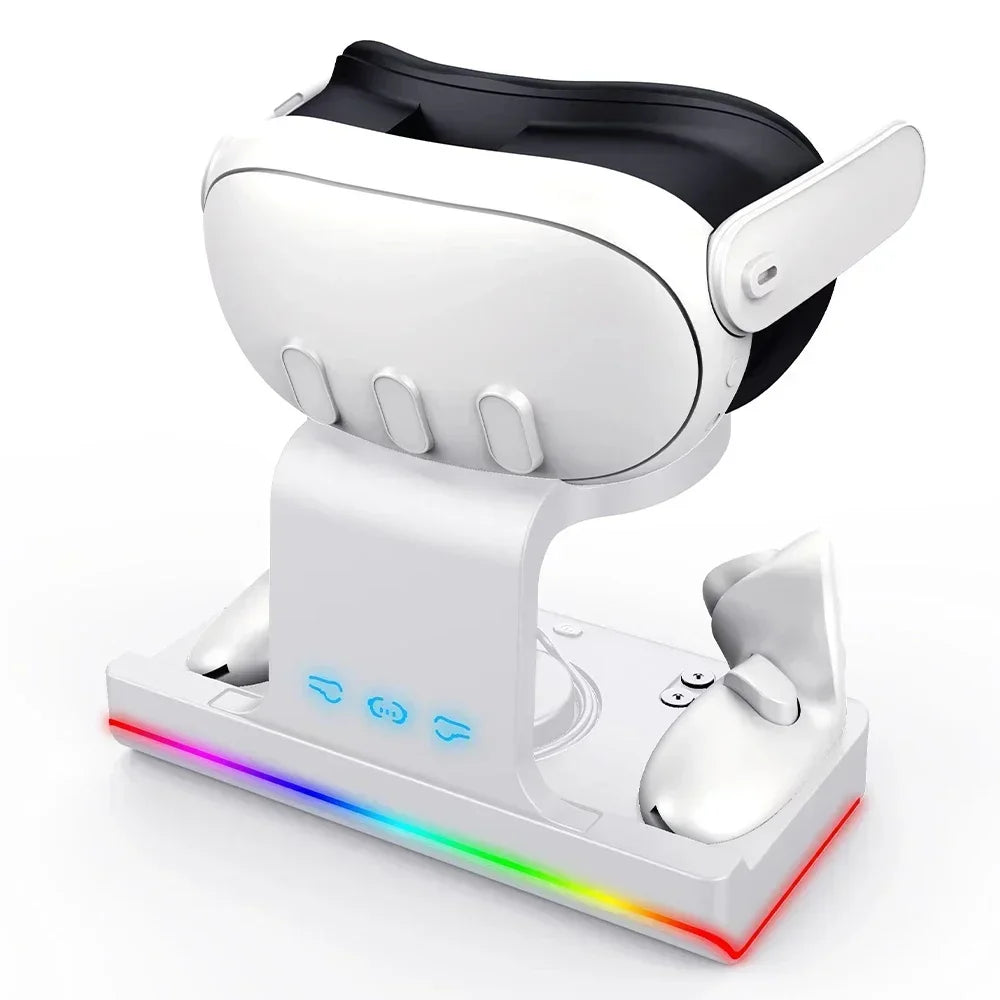 Wireless Charging Dock for Meta Quest 3, Oculus VR Accessories Charger Station Controller Battery Pack, Fit Elite Head Strap