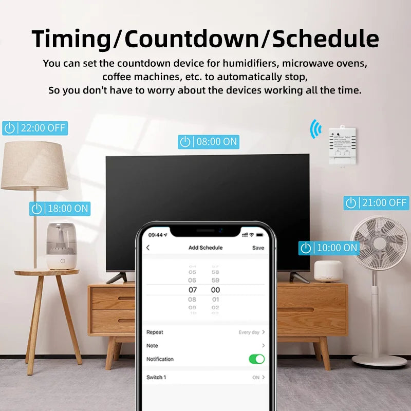 30A Tuya WiFi Smart Switch High-Power DIY Breaker Remote Controller Smart Home Support Alexa Google Home Yandex Alice
