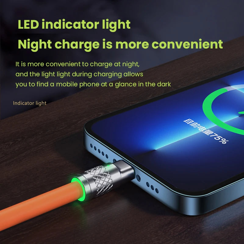 120W 6A 3 in 1 Fast Charging Type C Cable Micro USB for iPhone Charging Cable For Samsung Huawei Xiaomi Phone Charger USB Cable