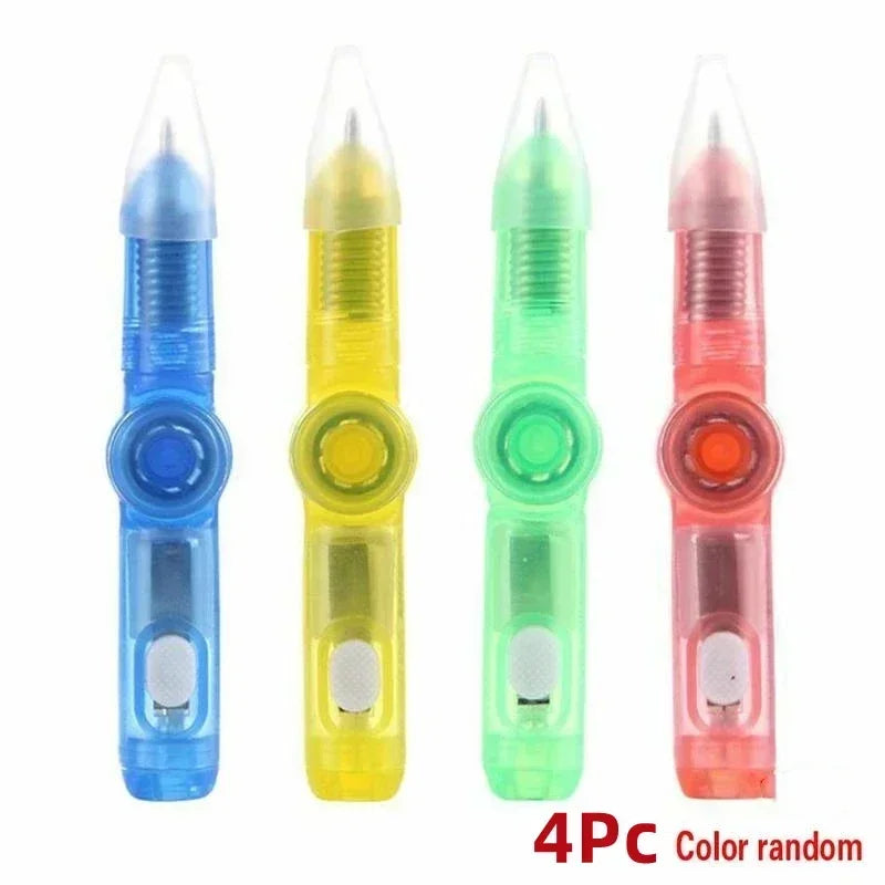 Novelty Rotating Spinner Toy Pen Led Luminous Gyro Pen Office Stress Relief Toys For Kids Students Creative Stationary Gel Pen