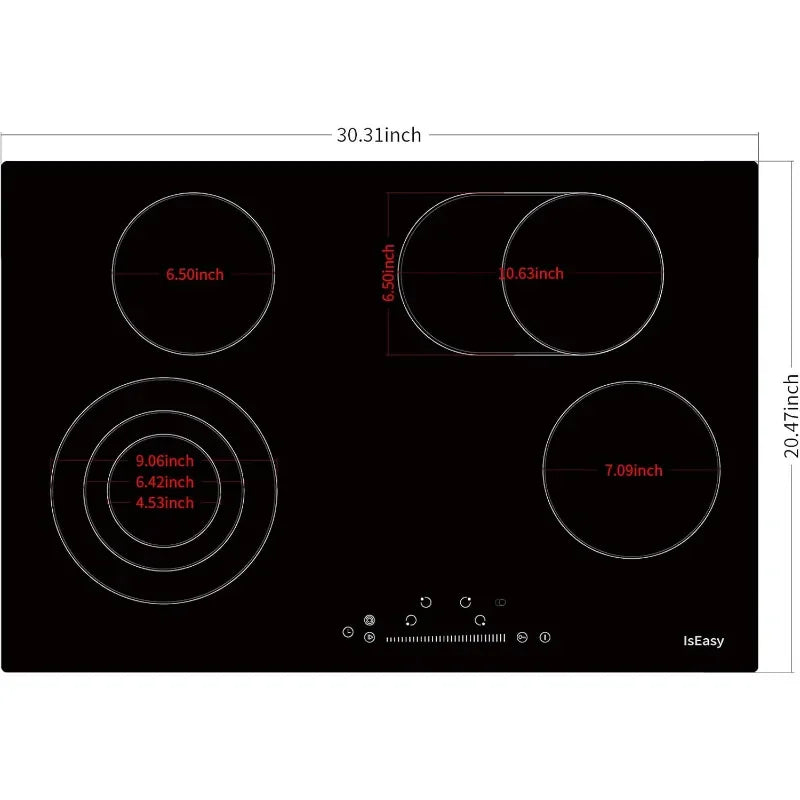 Electric Cooktop Ceramic Stove 4 Burners 30 inch Built-in Countertop Burners Cooker Satin Glass in Black Touch Sensor Control