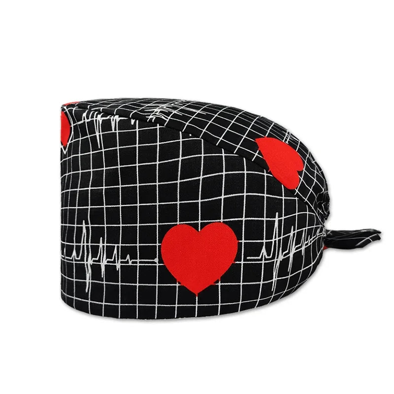 Cartoon Printed Women's Surgical Cap, 100% Pure Cotton Dental Cap, Beauty Salon Breathing and Cleaning Cap, Laboratory Work Cap
