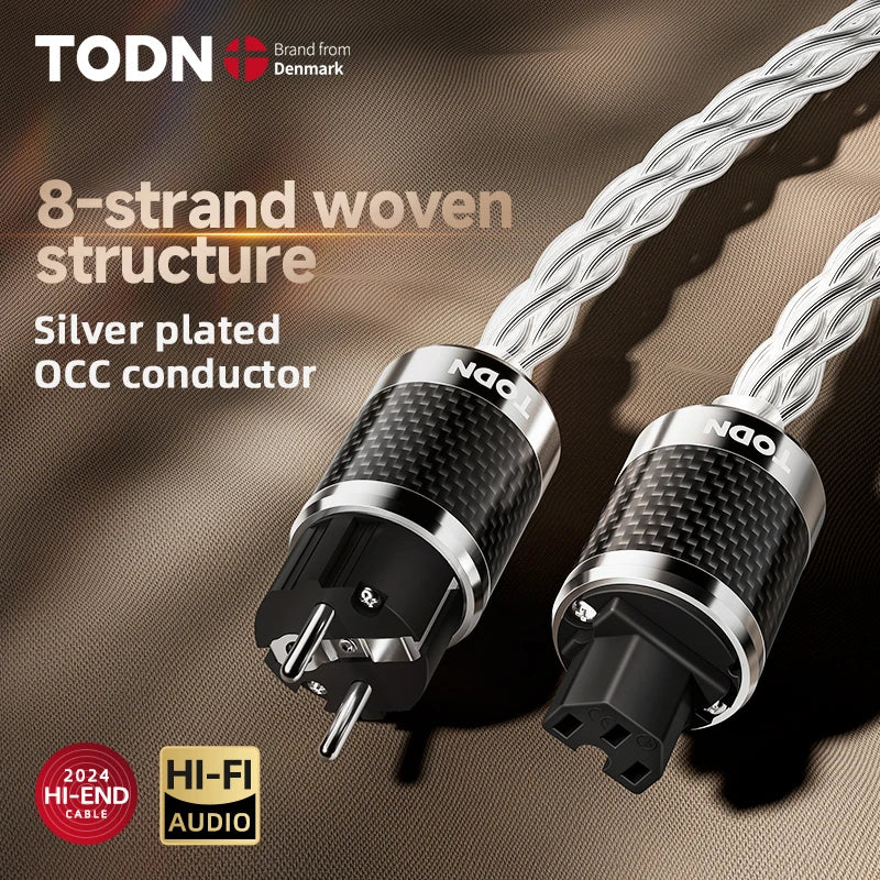 TODN hifi power cable Hi-end audio Cable EU/US /AU Silver plated OCC conductor for power filters dac Amplifier audiophile