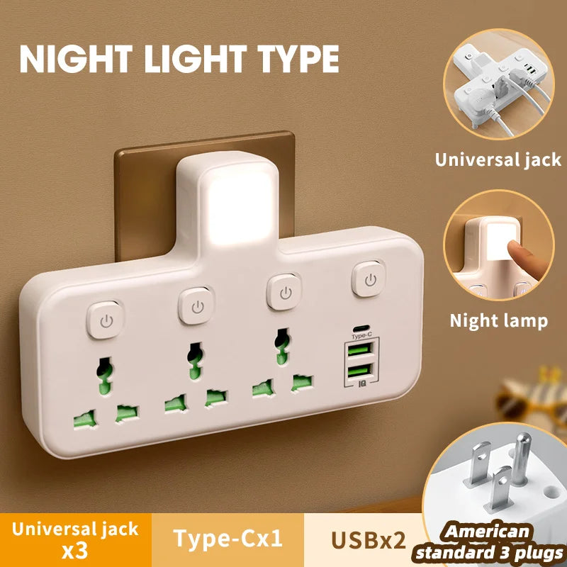 Eu Us Uk Au Plug Ac Outlet Power Strip Multiprise Wall Socket Universal Network Filter with Usb Cherger Separate Switch Adapter