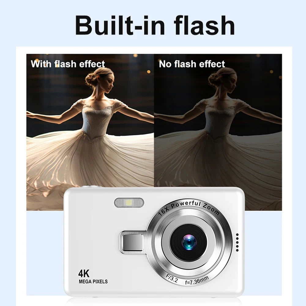 4K HD 1080P Digital Camera 32G 50MP Portable Vlogging Camera 16XZoom Camcorder Camera Children Camera Video Camera For Kid Adult