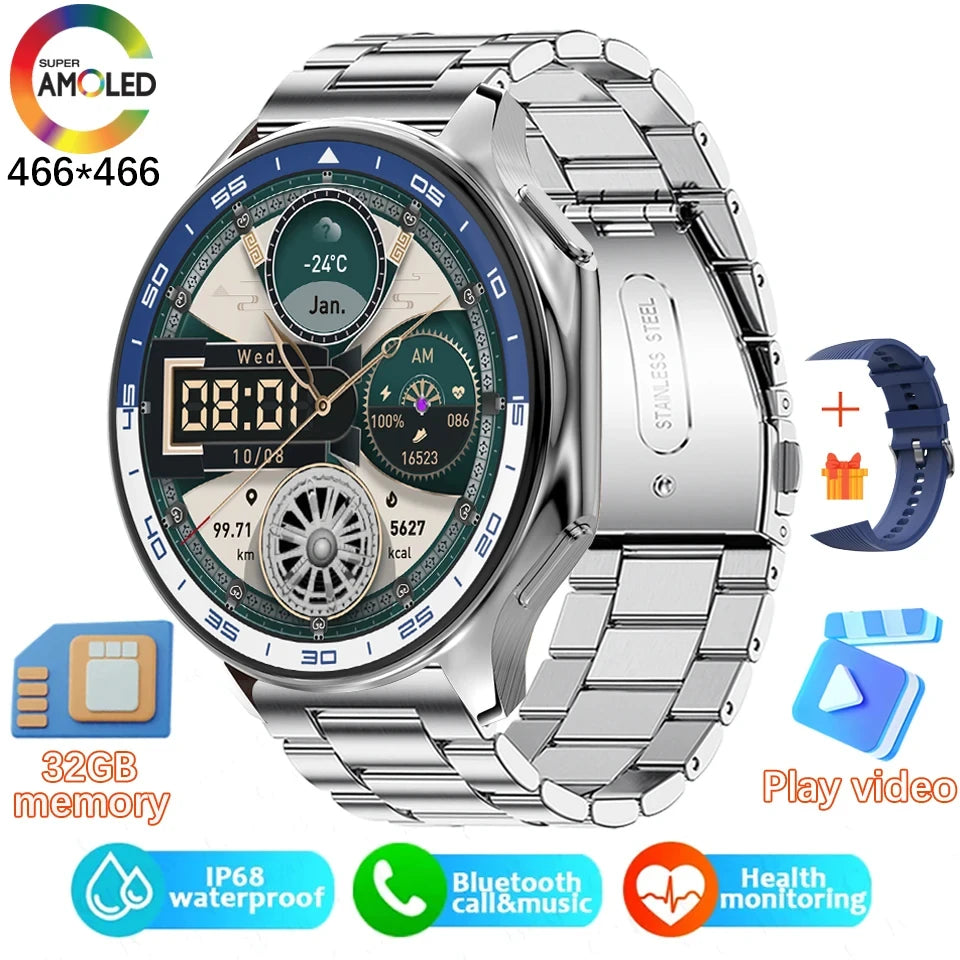 2024 New For OPPO Watch X Smart Watch 4G Memory Music Video Bluetooth Call IP68 Waterproof AMOLED Smartwatch For TWS Earphones 