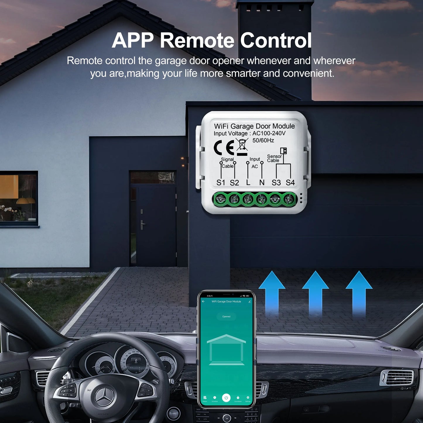 GIRIER Tuya Smart WiFi Garage Door Opener Controller Supports App Voice Remote Control Works with Alexa Google Home Assistant