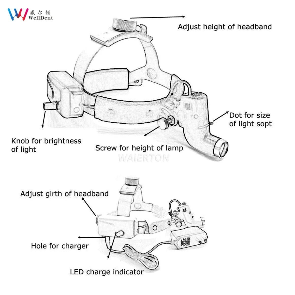 5W LED Dental Surgical Headband Head Light 2.5X 3.5X Loupes Binocular Loupes Brightness Spot Ajustable Headlamp Lab Dentistry
