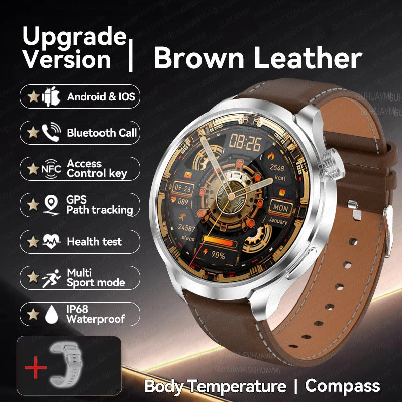 2024 New For HUAWEI Outdoor Sports Smart Watch Men AMOLED Screen NFC GPS Compass Heart rate Waterproof Bluetooth Call SmartWatch