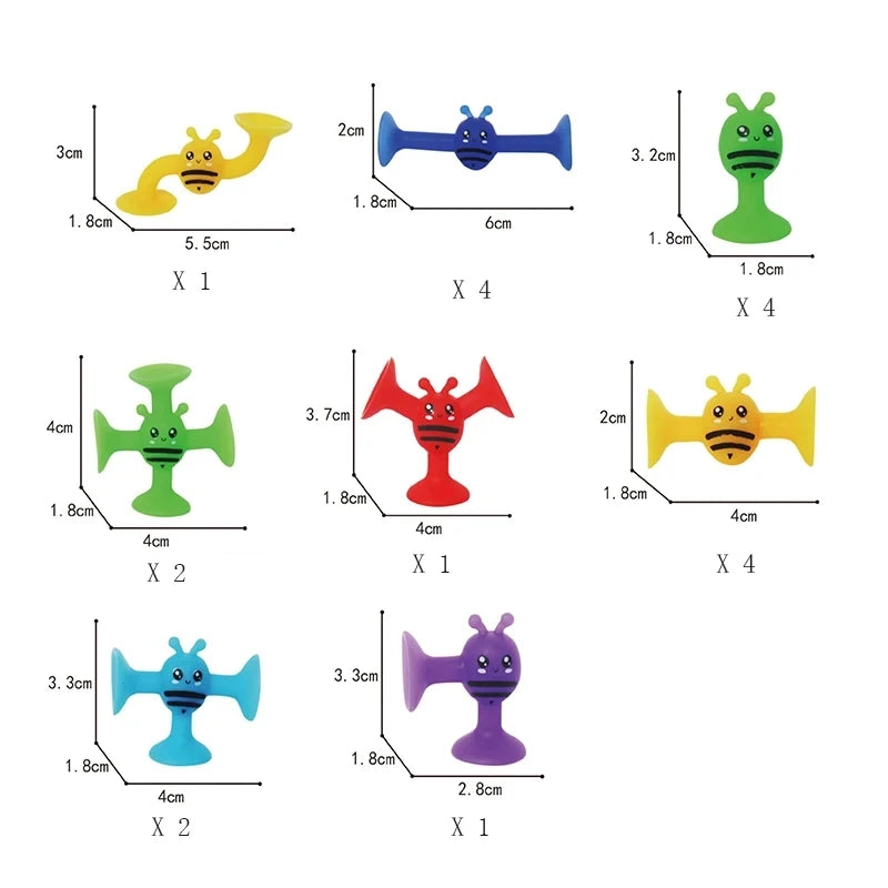 Soft Silicone Building Blocks Toy Animal Shape Suction Toy for Kids Stress Release Parent-Child Interactive Game Sucker Bath Toy