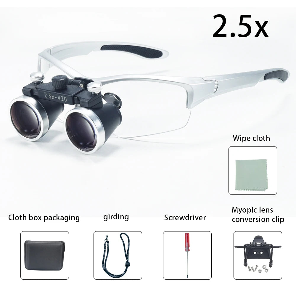 Dental Loupes 3.5x2.5x 320-420mm Goggles Lab Medical Magnifier Dentists Surgical Optical Lens Magnifying Glass Blue