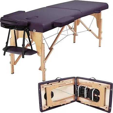 Spa Bed Portable Lash Bed Massage Bed Foldable Spa Table Adjustable 2 Fold Belt Non woven Bag 24 inches, Black