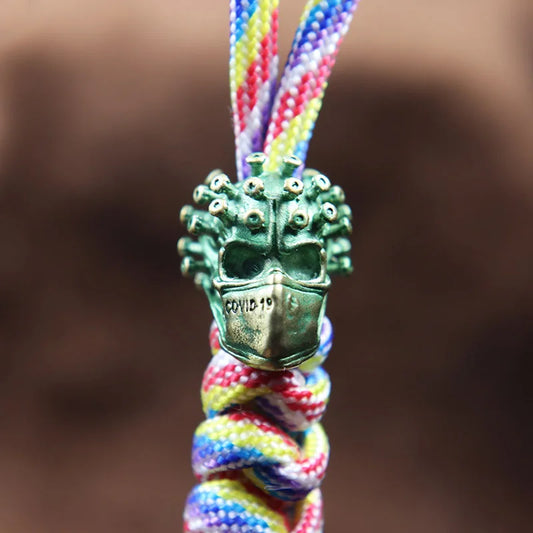 Outdoors EDC DIY Tools Brass Surgical Mask Skull Knife Beads Paracord Lanyard Pendants Keyrings Accessories Punk Vintage Jewelry