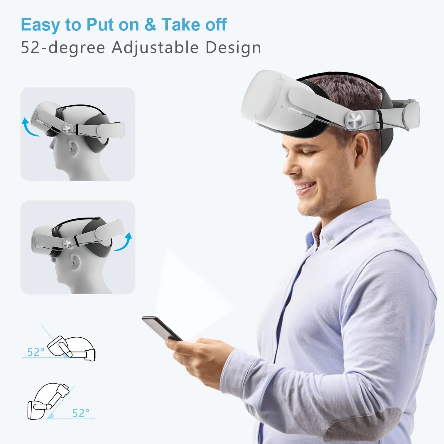 Battery Head Strap for Oculus Quest 2 Adjustable Elite Strap 10000mAh Battery Pack Fast Charging for Quest 2 Accessories