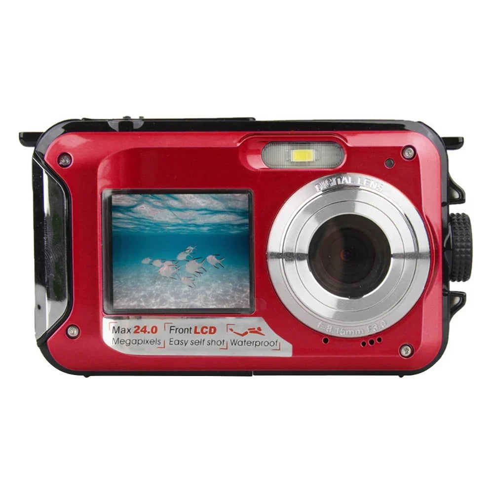 Waterproof Digital Camera Anti-Shake 1080P Full HD Selfie Outdoor Video Portable Recorder for Underwater DV Recording Present