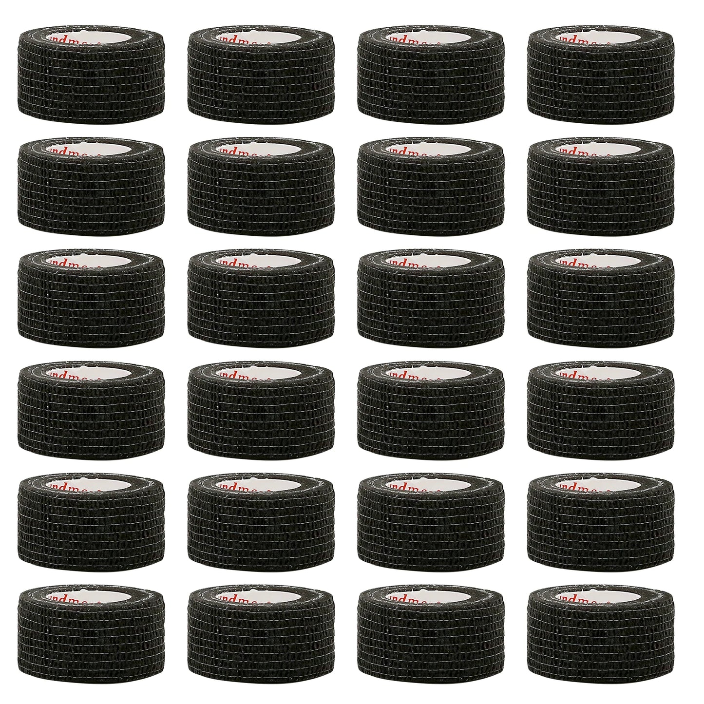 24Rolls Kindmax Self Adhesive Bandage Black, Elastic Breathable Sports Non-woven Wrap Finger Tape For Wrist Ankle First Aid