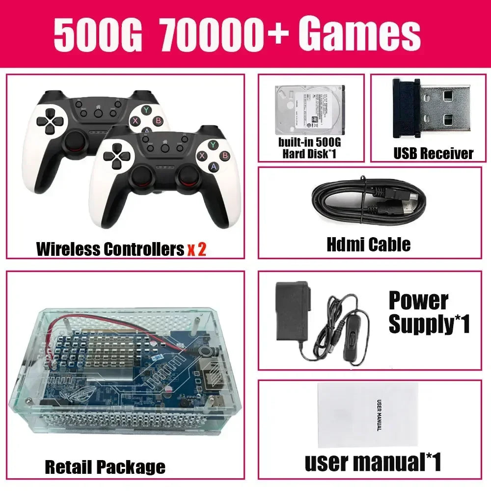 LZAKMR U9 Plug and Play Retro 3865U Game Console 500G HDD 70000+Games For Wii PS2 XBOX PSP GameCube N64 Wireless handle