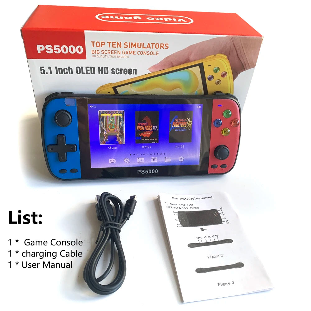 PS5000 Portable Handheld Game Console for PS1/MAME/MD/NES/SNES Video Gaming Modern Portable 5 inch 3000+ gaming console