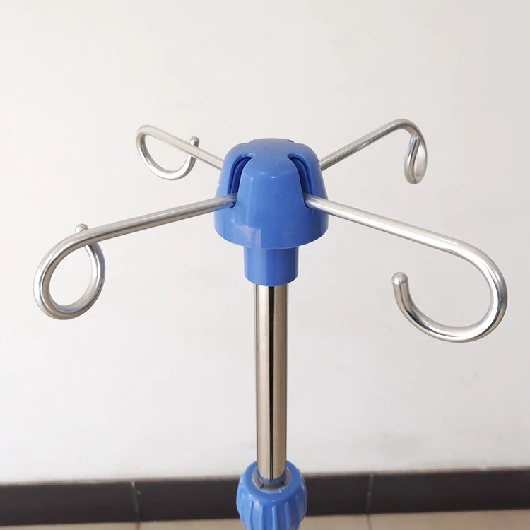 EUR PET Portable Medical Stand Rack Height Adjustable Stainless Iv Pole With Solid Metal Base