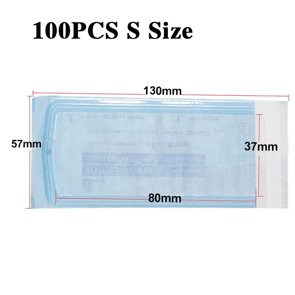 100PCS Self-Sealing Sterilization Pouches Bags 7 Size Disposable Nail Art Disinfection Bag Tattoo Nail Dental Tool Storage Bag