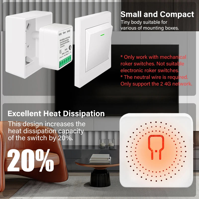 Tuya Smart Zigbee/WiFi Switch With Energy Monitor 16A 2-way Control Mini Breaker Smart Life Control For Alexa Google Home