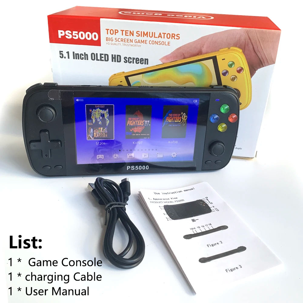 PS5000 Portable Handheld Game Console for PS1/MAME/MD/NES/SNES Video Gaming Modern Portable 5 inch 3000+ gaming console