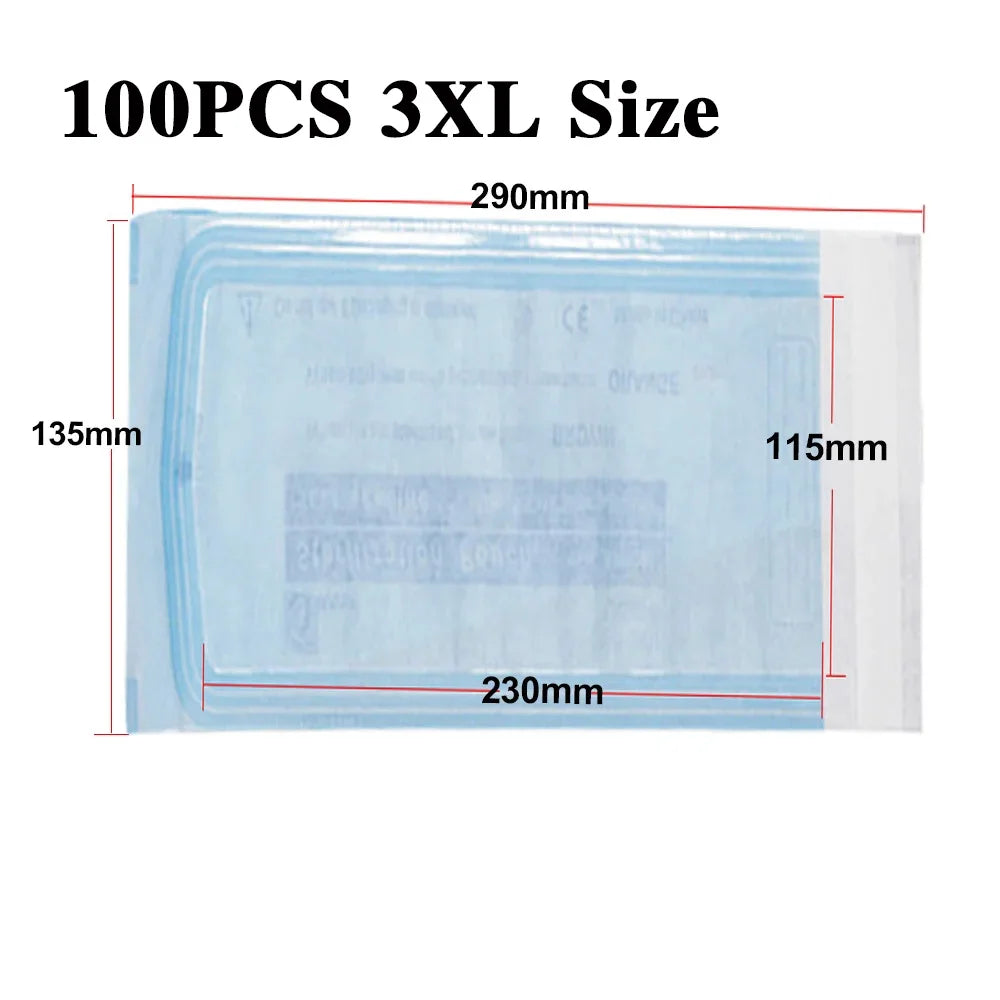 100PCS Self-Sealing Sterilization Pouches Bags 7 Size Disposable Nail Art Disinfection Bag Tattoo Nail Dental Tool Storage Bag