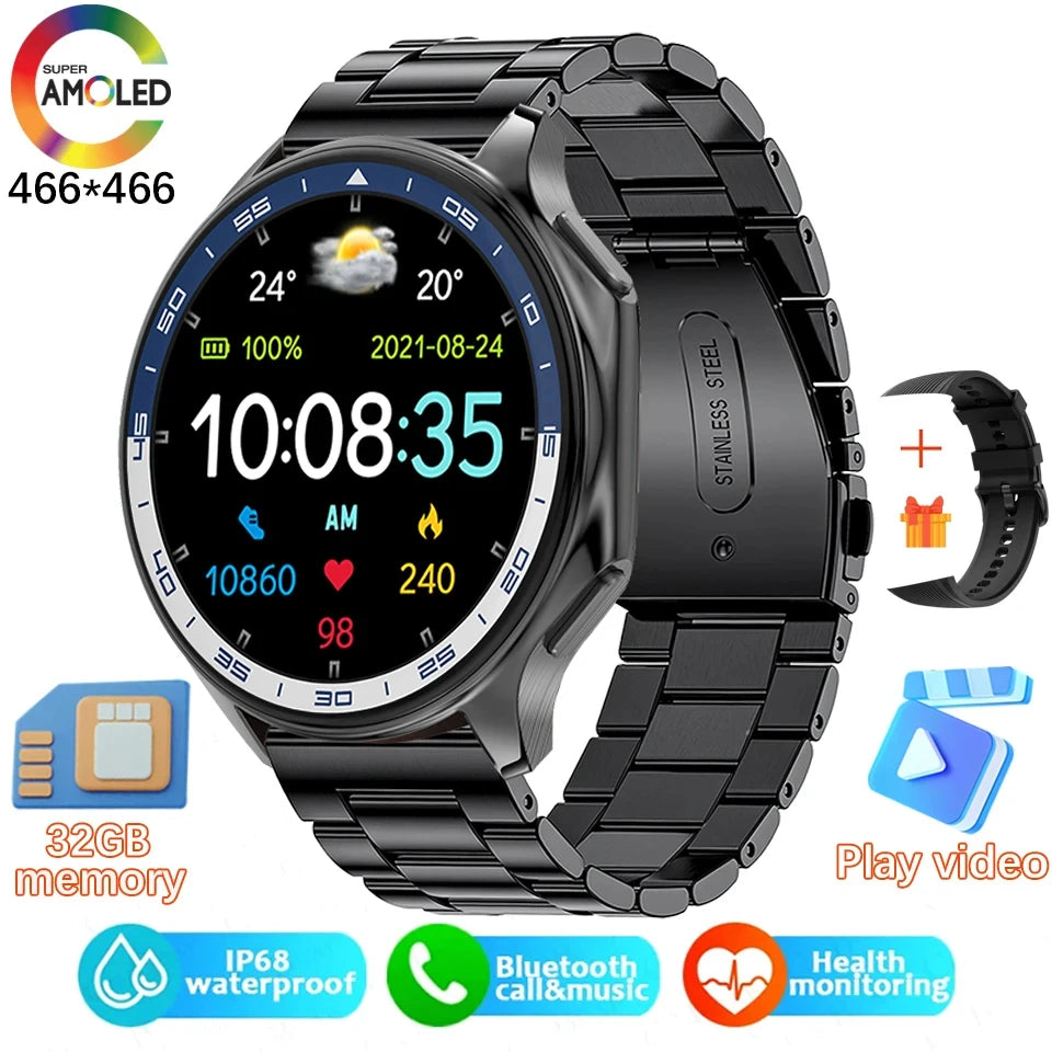 2024 New For OPPO Watch X Smart Watch 4G Memory Music Video Bluetooth Call IP68 Waterproof AMOLED Smartwatch For TWS Earphones 